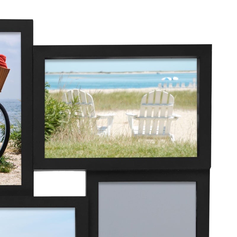 Melannco 24 x 12 Inch 8 Opening Photo Collage Frame, Displays Four 4x6 and Four 6x4 Inch Photos, Black - Image 3